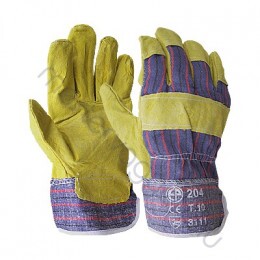 Munkavédelmi rakodókesztyű hasított marhabőrből textil kézfejjel és mandzsettával (204)