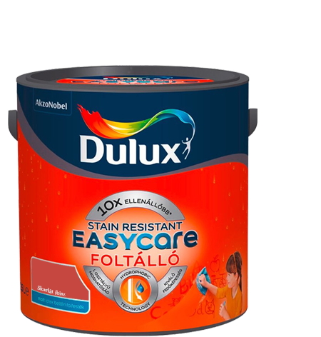 Dulux EasyCare víztaszító színes beltéri matt latex falfesték - Skarlát íbisz / 2.5 liter