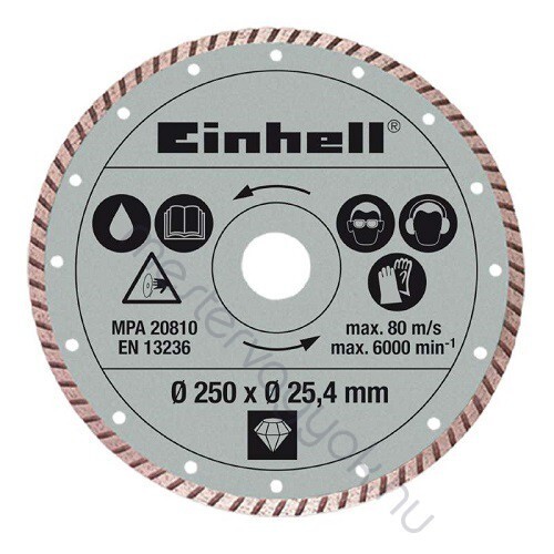 Einhell Gyémánt vágótárcsa 250x25,4mm turbó vágóéllel /4301177/ RT-SC 570 - 1 db