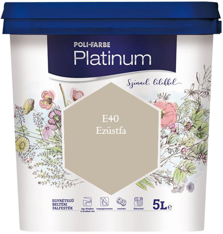 Polifarbe Platinum egyrétegű beltéri színes diszperziós falfesték - E40 Ezüstfa / 5 liter