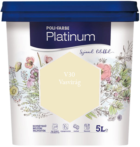 Polifarbe Platinum egyrétegű beltéri színes diszperziós falfesték - V30 Vasvirág / 5 liter